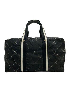 Chanel Boston Bag Vintage Travel Line Black White Silver No Lock